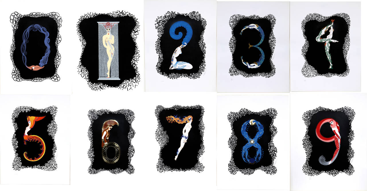 Erte - NUMBERS SUITE - Signed & Numbered Serigraphs